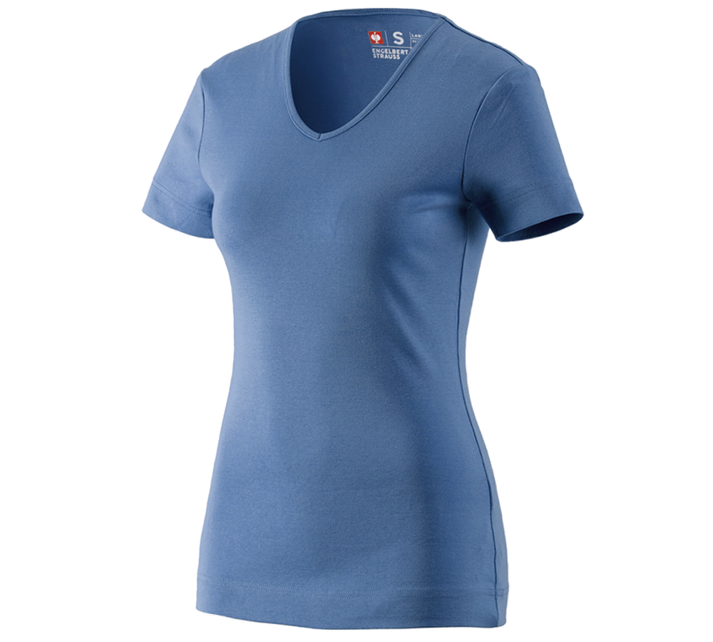 Plumbers / Installers: e.s. T-shirt cotton V-Neck, ladies' + cobalt