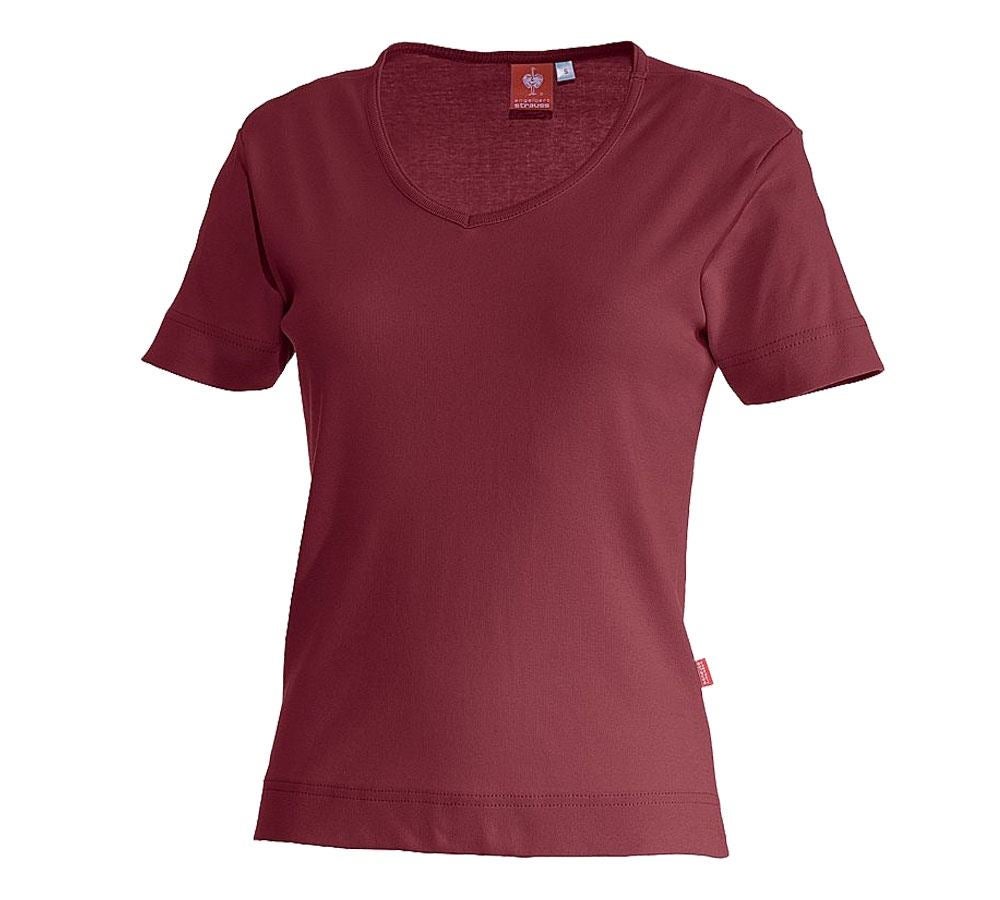 Shirts, Pullover & more: e.s. T-shirt cotton V-Neck, ladies' + bordeaux