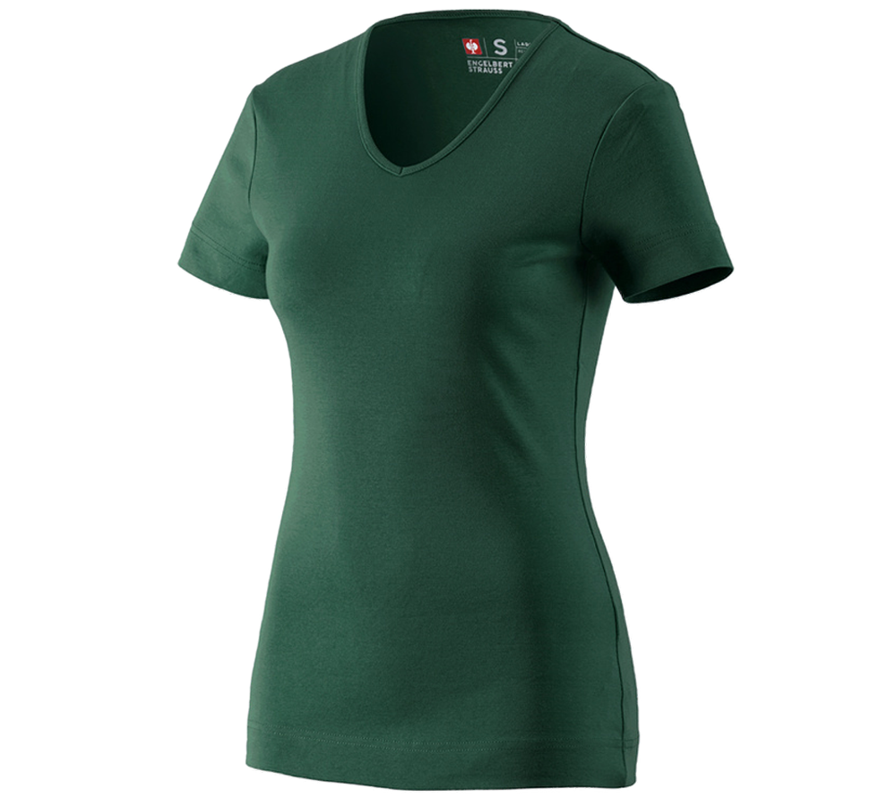 Teman: e.s. T-Shirt cotton V-Neck, dam + grön