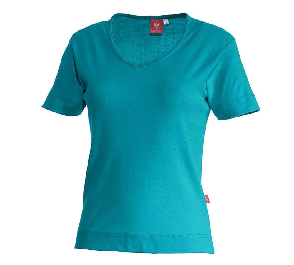 Shirts, Pullover & more: e.s. T-shirt cotton V-Neck, ladies' + petrol