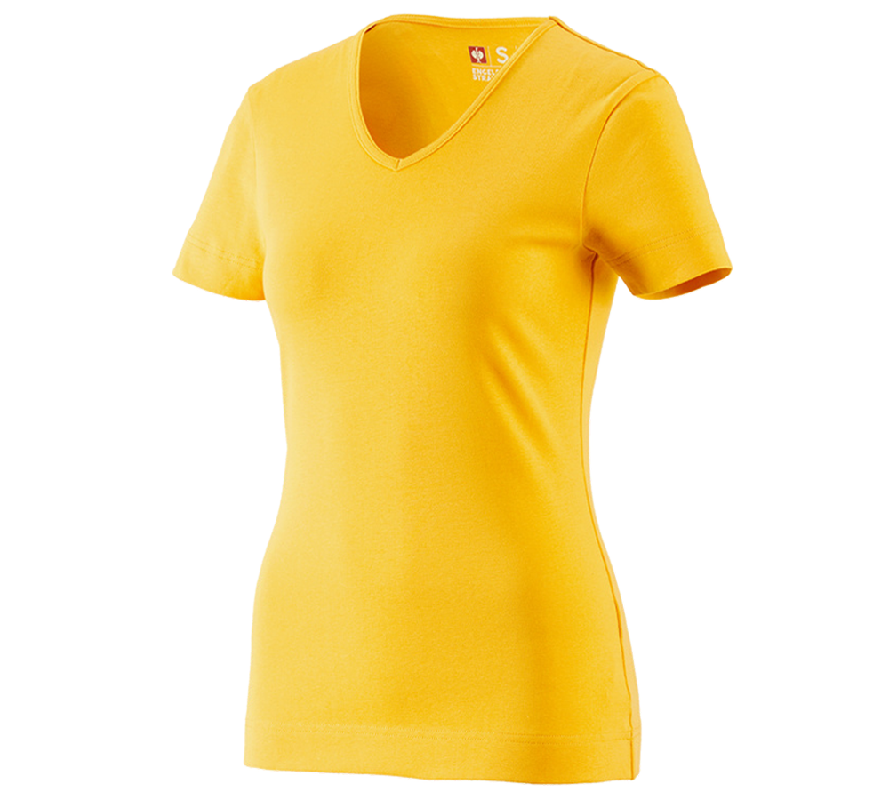 Plumbers / Installers: e.s. T-shirt cotton V-Neck, ladies' + yellow
