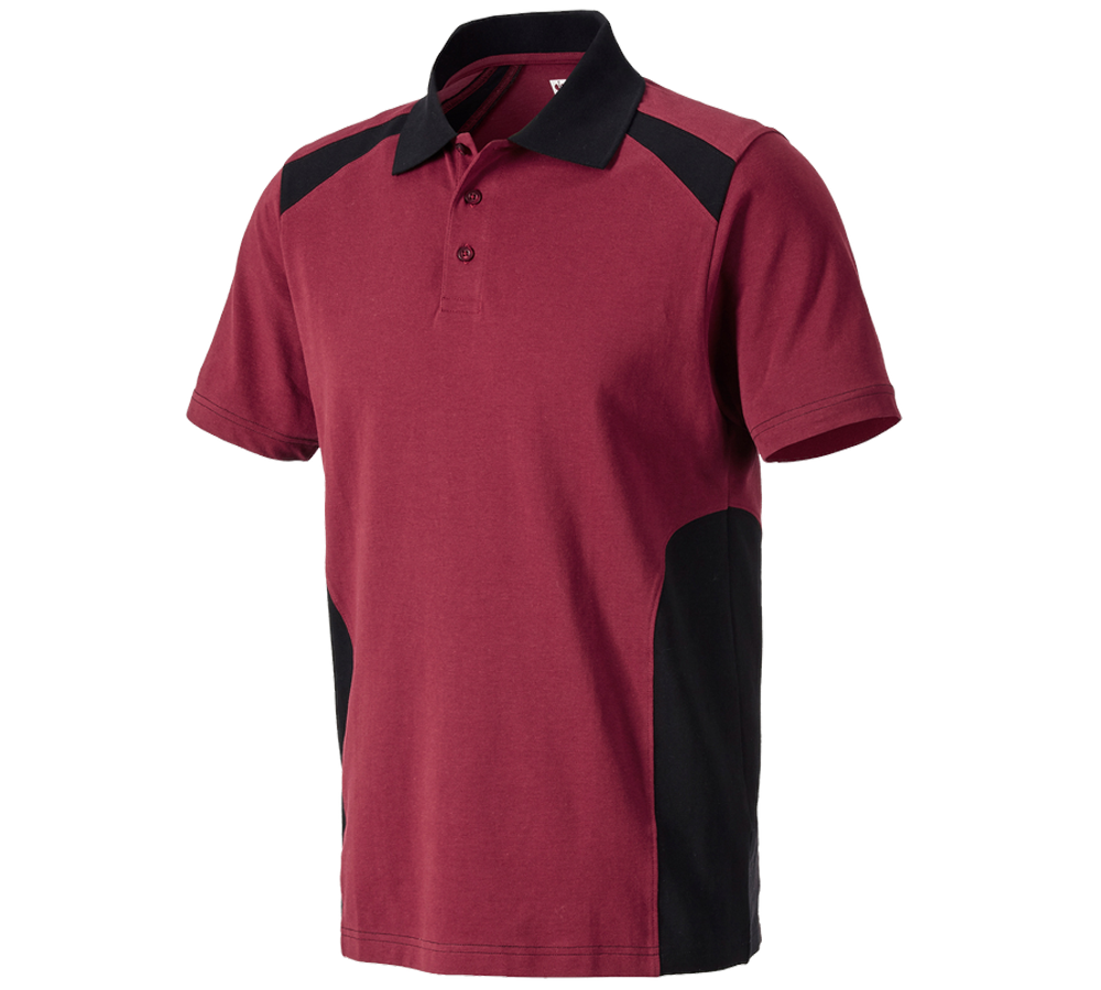 Överdelar: Polo-Shirt cotton e.s.active + bordeaux/svart