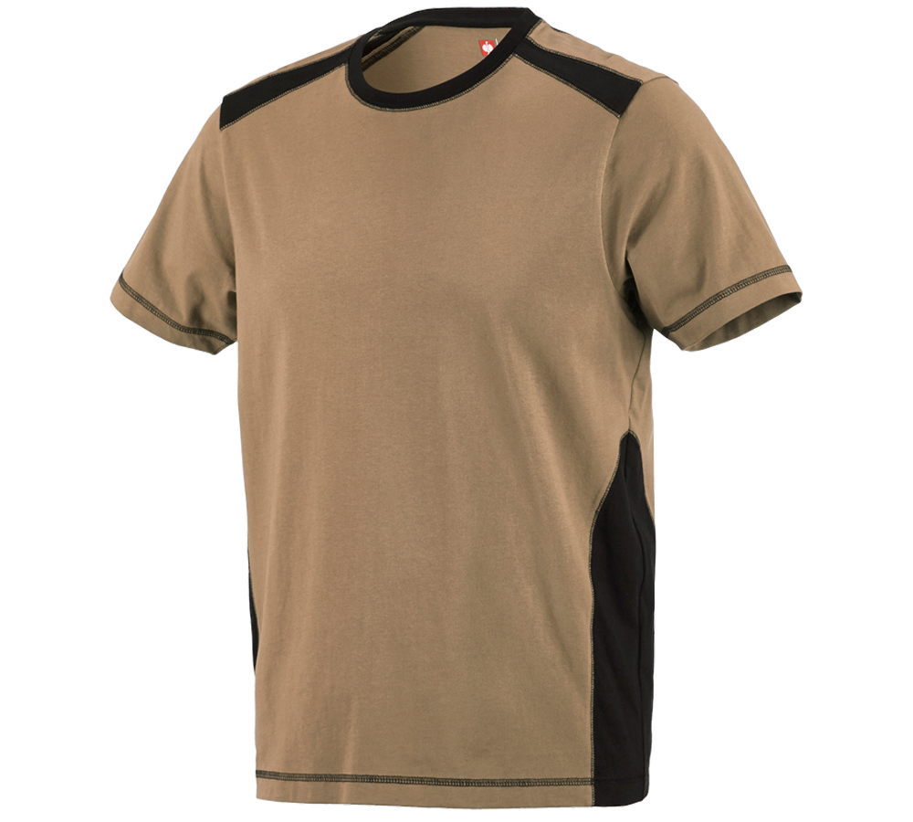 Överdelar: T-Shirt cotton e.s.active + khaki/svart