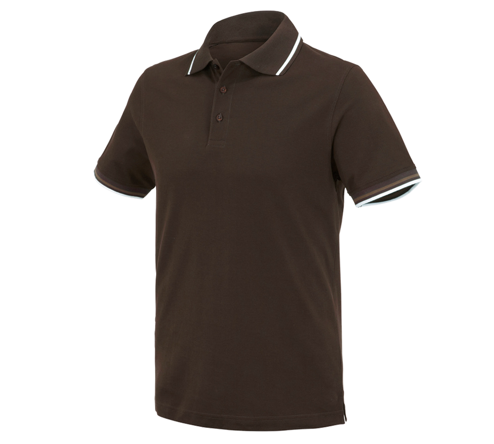 Överdelar: e.s. Polo-Shirt cotton Deluxe Colour + kastanj/hasselnöt