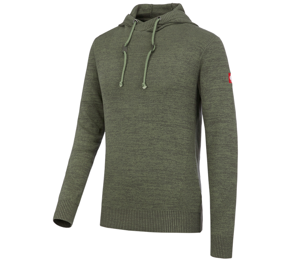 Shirts, Pullover & more: e.s. Knitted hoody + thyme melange