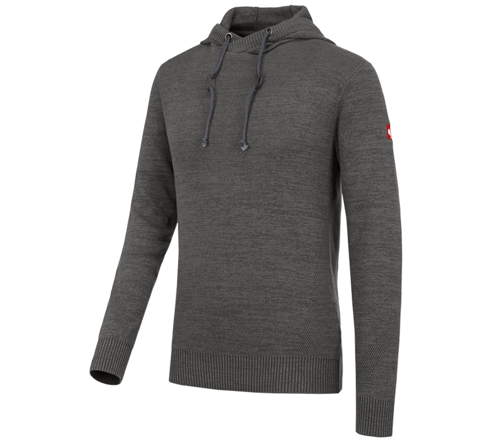 Shirts, Pullover & more: e.s. Knitted hoody + titanium melange