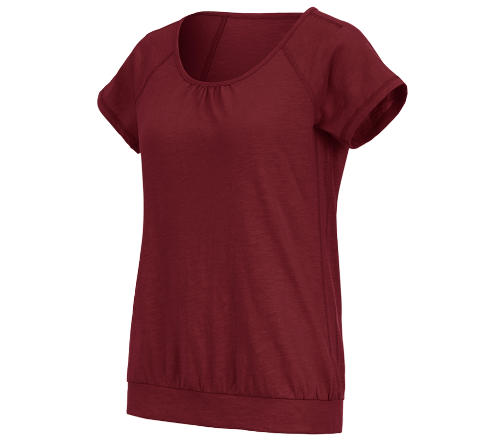 Överdelar: e.s. T-Shirt cotton slub, dam + rubin