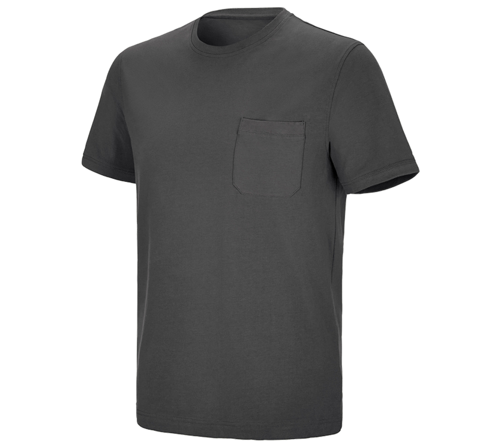 Överdelar: e.s. t-shirt cotton stretch Pocket + antracit