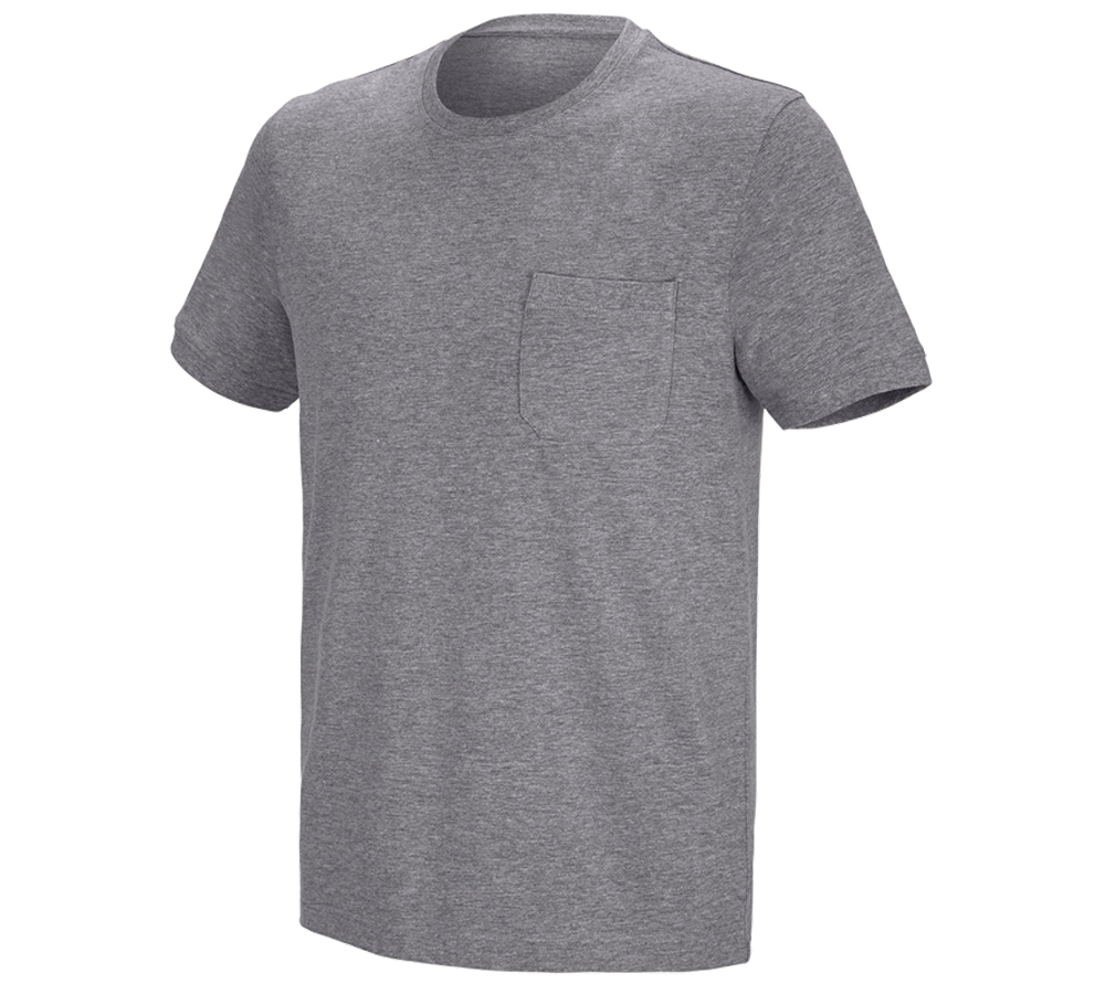 Överdelar: e.s. t-shirt cotton stretch Pocket + gråmelerad