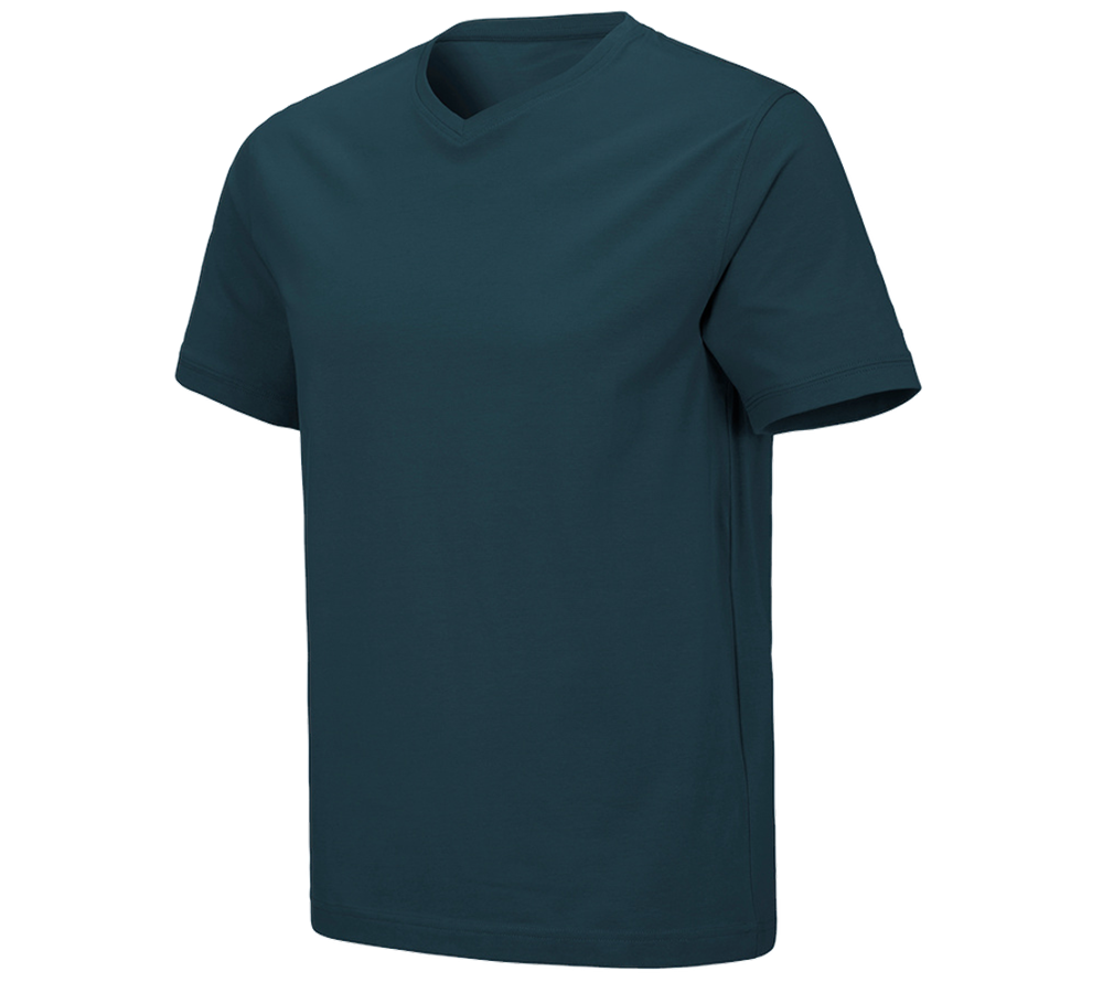 Plumbers / Installers: e.s. T-shirt cotton stretch V-Neck + seablue