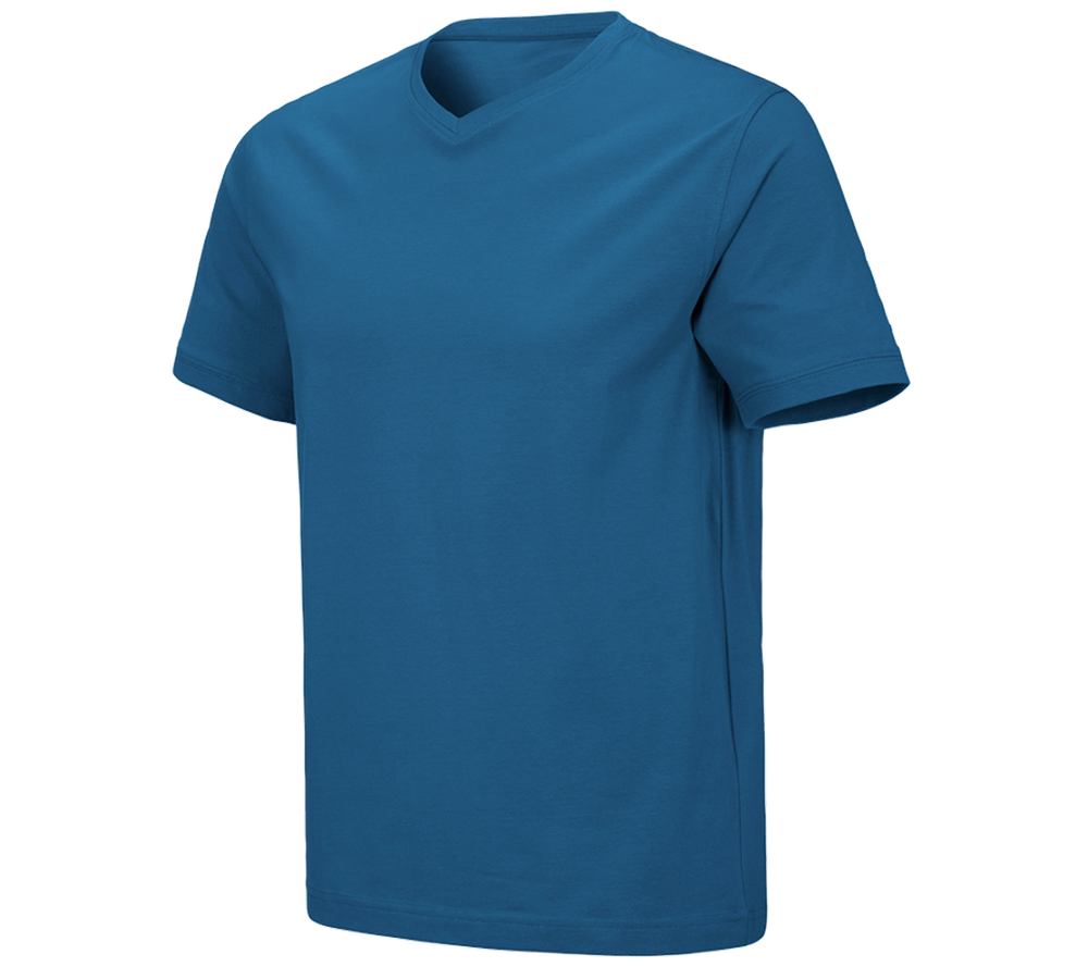 Överdelar: e.s. t-shirt cotton stretch V-Neck + atoll