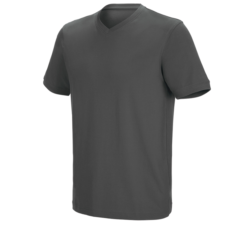 Överdelar: e.s. t-shirt cotton stretch V-Neck + antracit