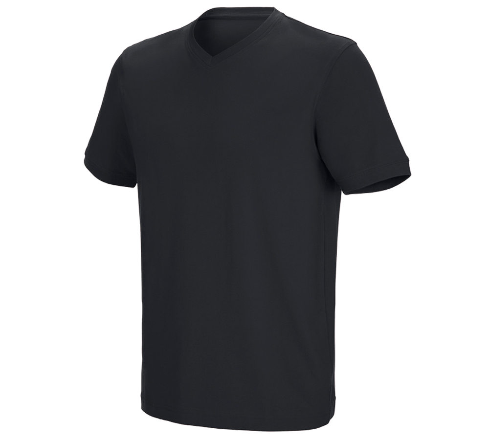 Överdelar: e.s. t-shirt cotton stretch V-Neck + svart