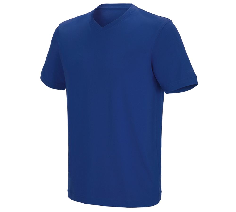 Teman: e.s. t-shirt cotton stretch V-Neck + kornblå