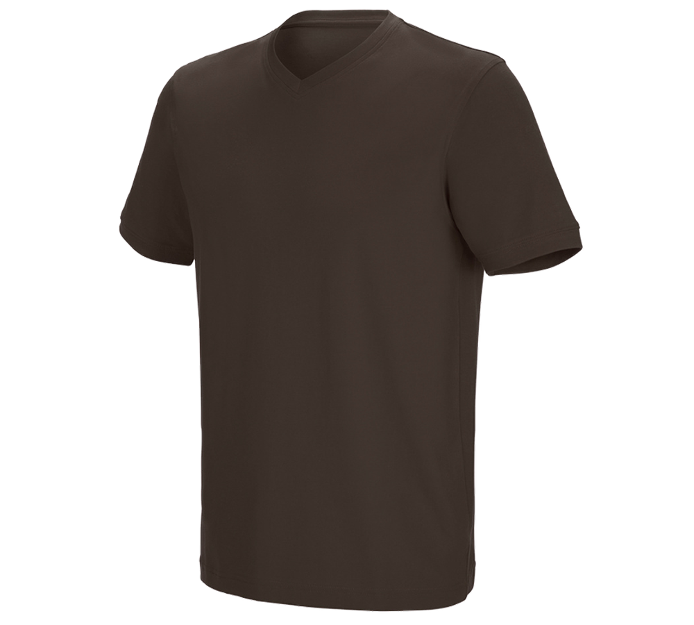 Topics: e.s. T-shirt cotton stretch V-Neck + chestnut
