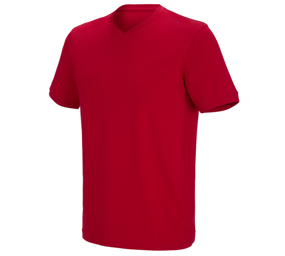 Gardening / Forestry / Farming: e.s. T-shirt cotton stretch V-Neck + fiery red
