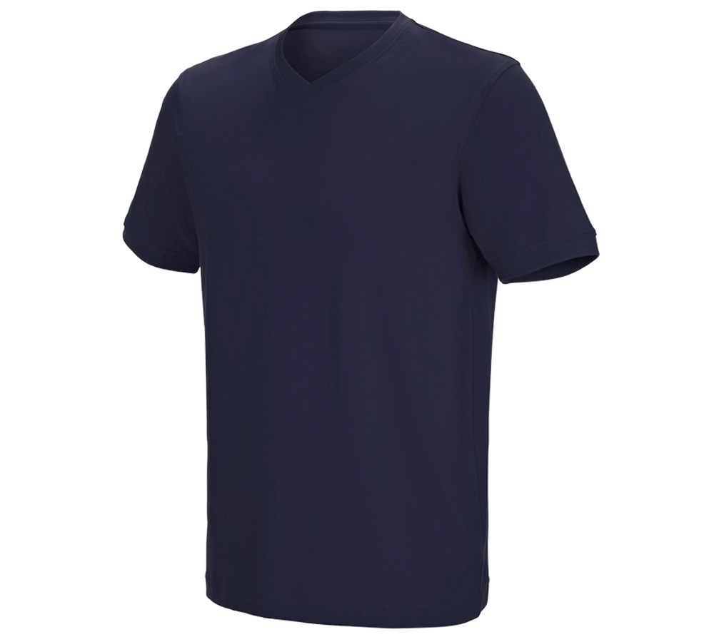 Teman: e.s. t-shirt cotton stretch V-Neck + mörkblå