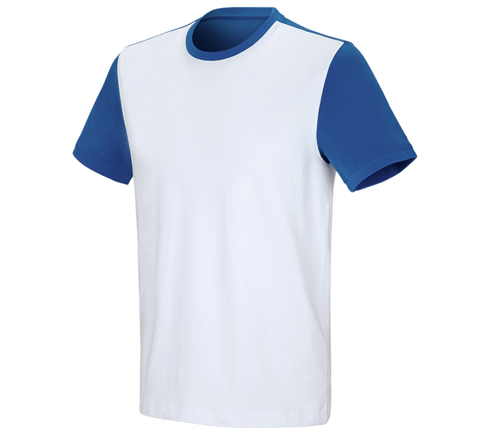 Teman: e.s. t-shirt cotton stretch bicolor + vit/gentianablå