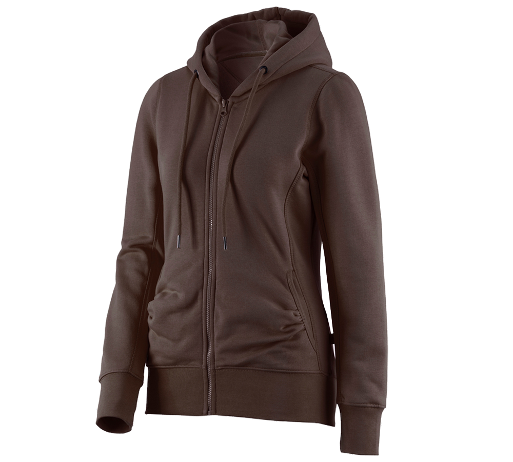 Shirts, Pullover & more: e.s. Hoody sweatjacket poly cotton, ladies' + chestnut