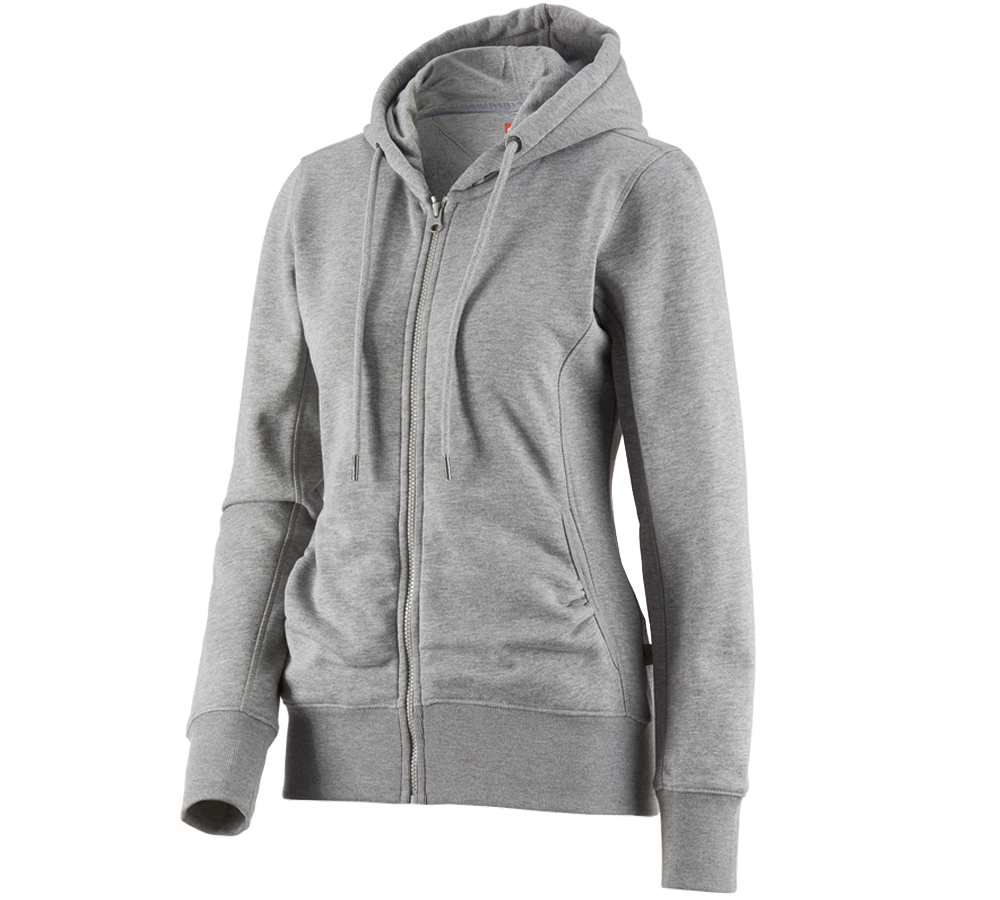 Topics: e.s. Hoody sweatjacket poly cotton, ladies' + grey melange
