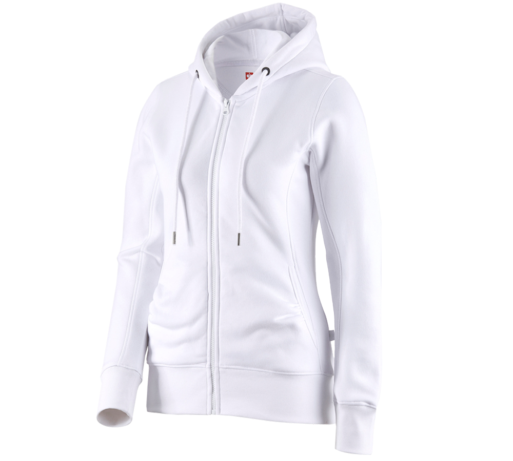 Shirts, Pullover & more: e.s. Hoody sweatjacket poly cotton, ladies' + white