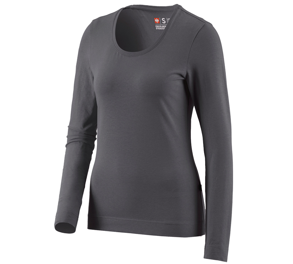 Shirts, Pullover & more: e.s. Long sleeve cotton stretch, ladies' + anthracite