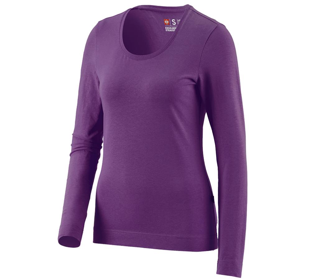 Shirts, Pullover & more: e.s. Long sleeve cotton stretch, ladies' + violet
