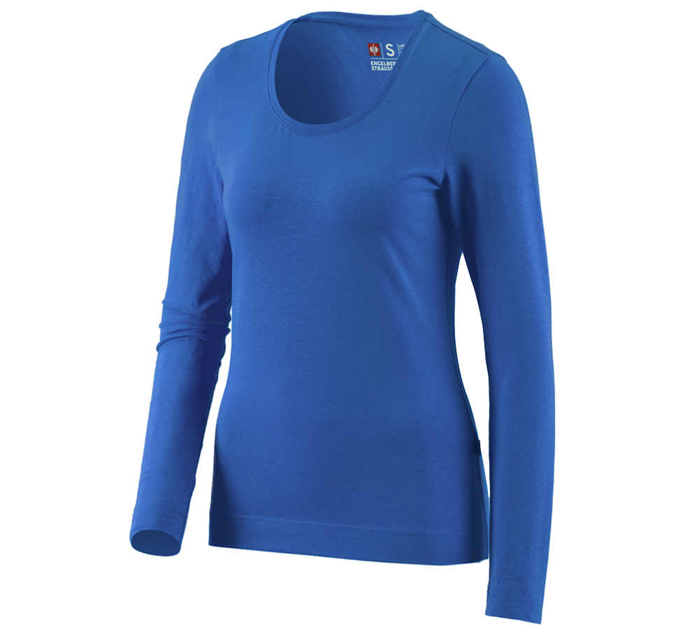 Shirts, Pullover & more: e.s. Long sleeve cotton stretch, ladies' + gentianblue