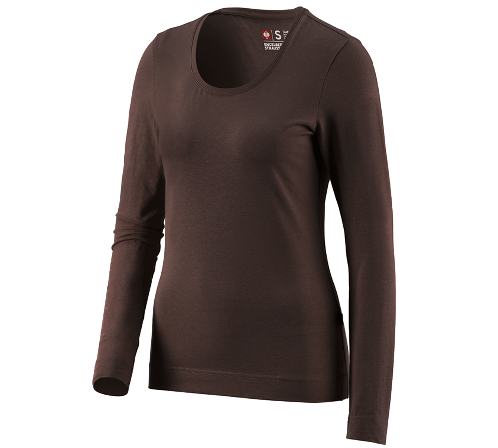 Plumbers / Installers: e.s. Long sleeve cotton stretch, ladies' + chestnut