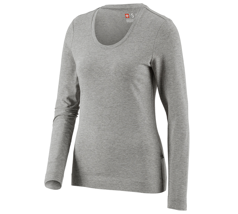 Plumbers / Installers: e.s. Long sleeve cotton stretch, ladies' + grey melange