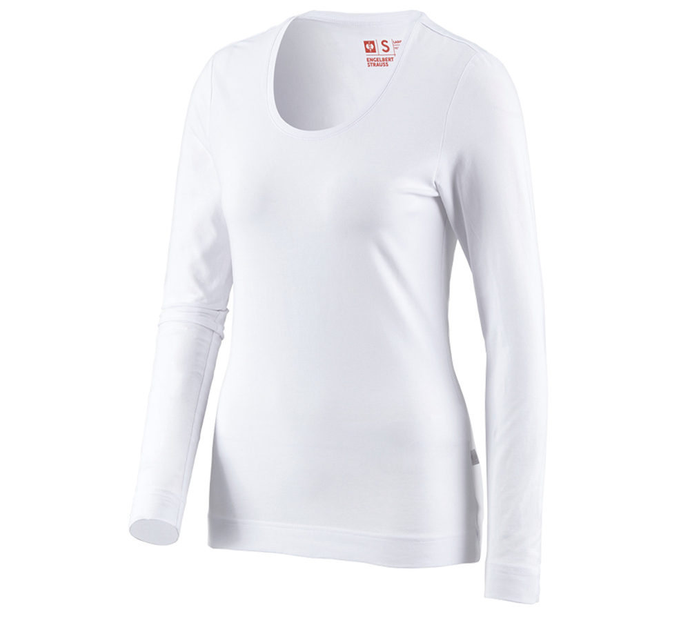 Topics: e.s. Long sleeve cotton stretch, ladies' + white