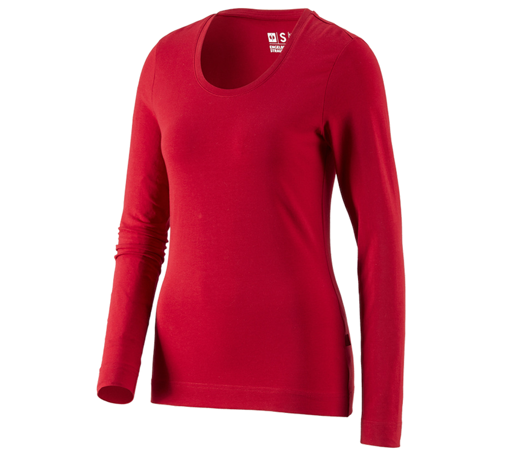 Plumbers / Installers: e.s. Long sleeve cotton stretch, ladies' + fiery red