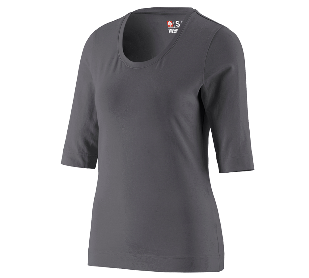 Topics: e.s. Shirt 3/4 sleeve cotton stretch, ladies' + anthracite