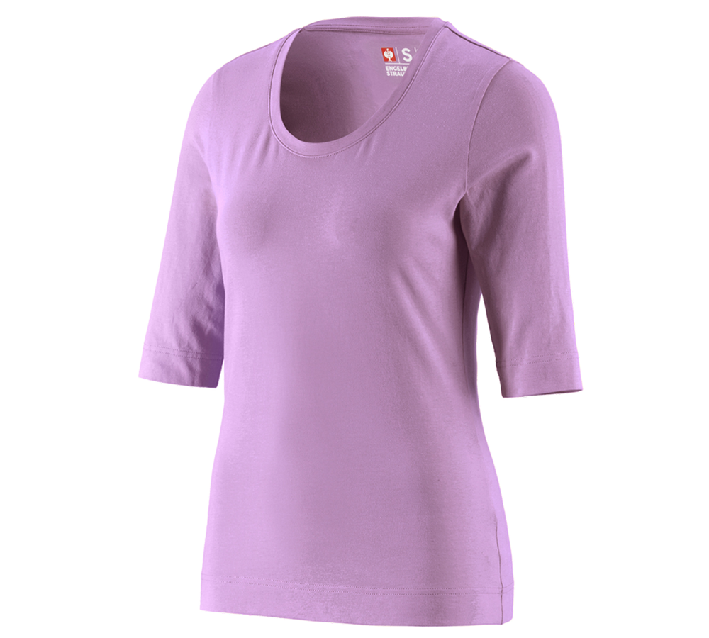 Överdelar: e.s. Shirt 3/4-ärm cotton stretch, dam + lavendel