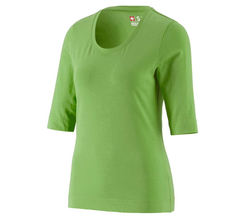 Överdelar: e.s. Shirt 3/4-ärm cotton stretch, dam + sjögrön