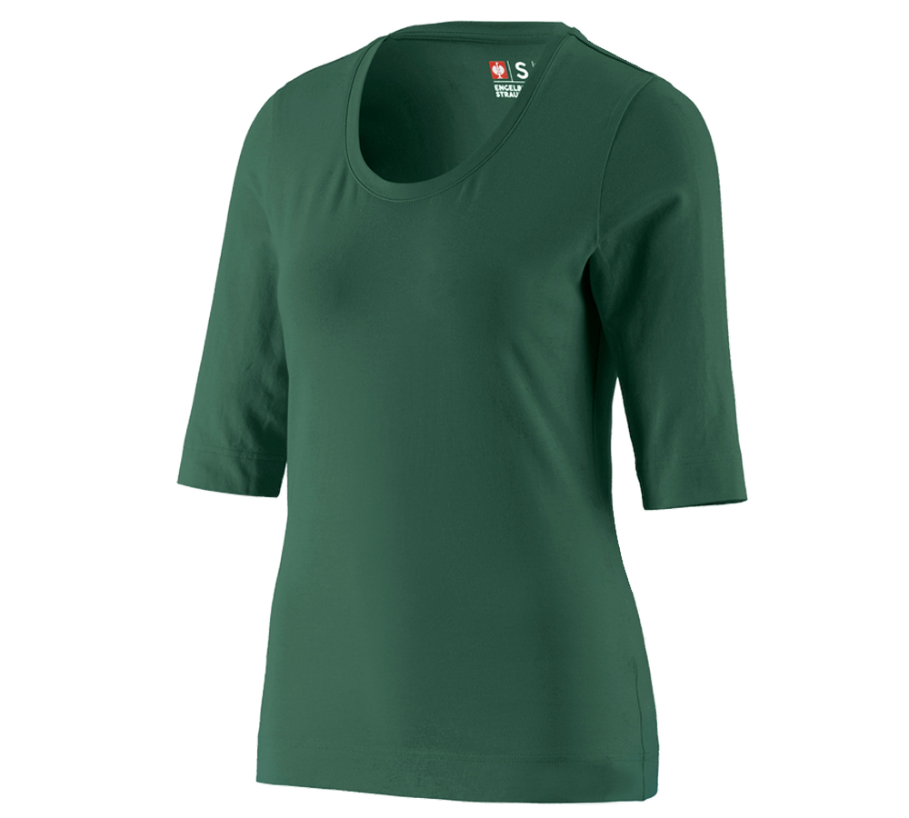 Överdelar: e.s. Shirt 3/4-ärm cotton stretch, dam + grön