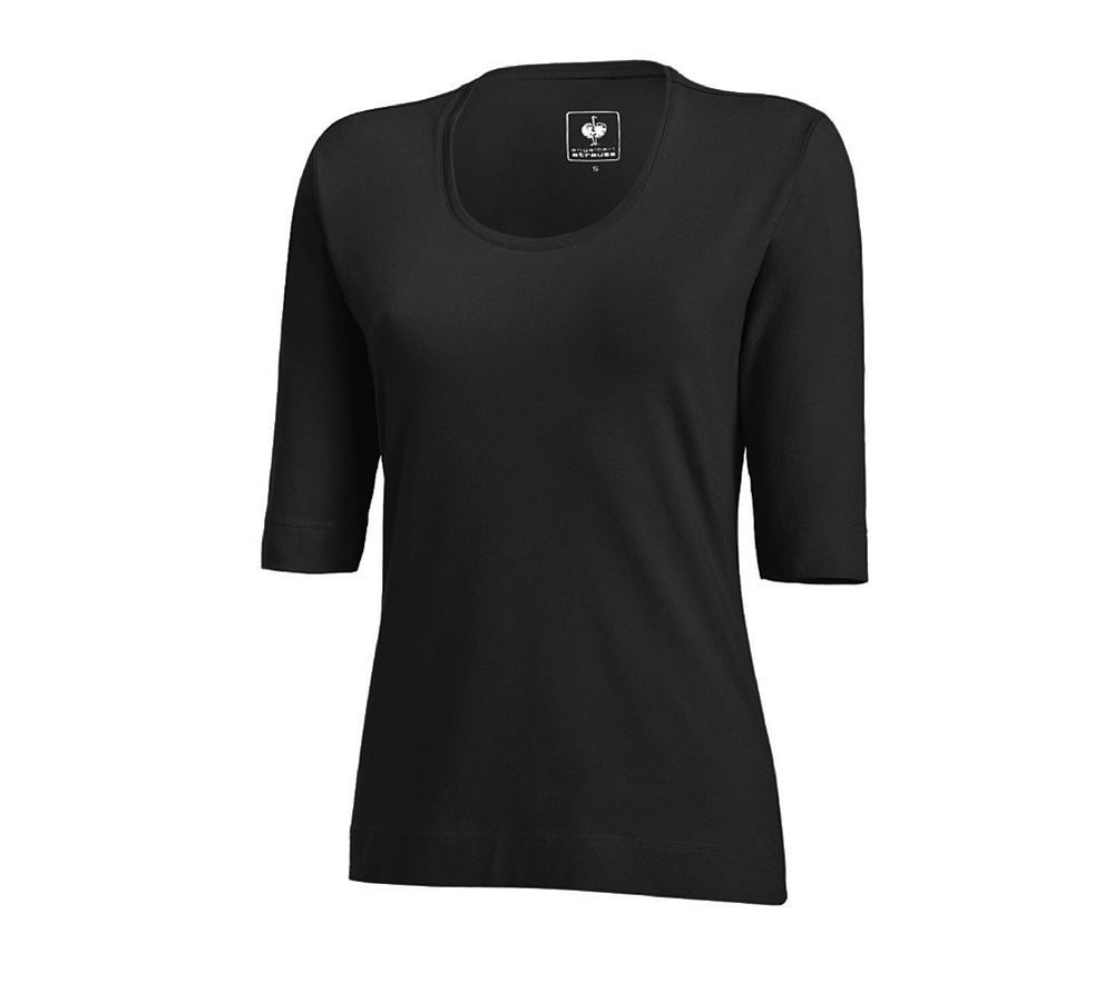 Shirts, Pullover & more: e.s. Shirt 3/4 sleeve cotton stretch, ladies' + black