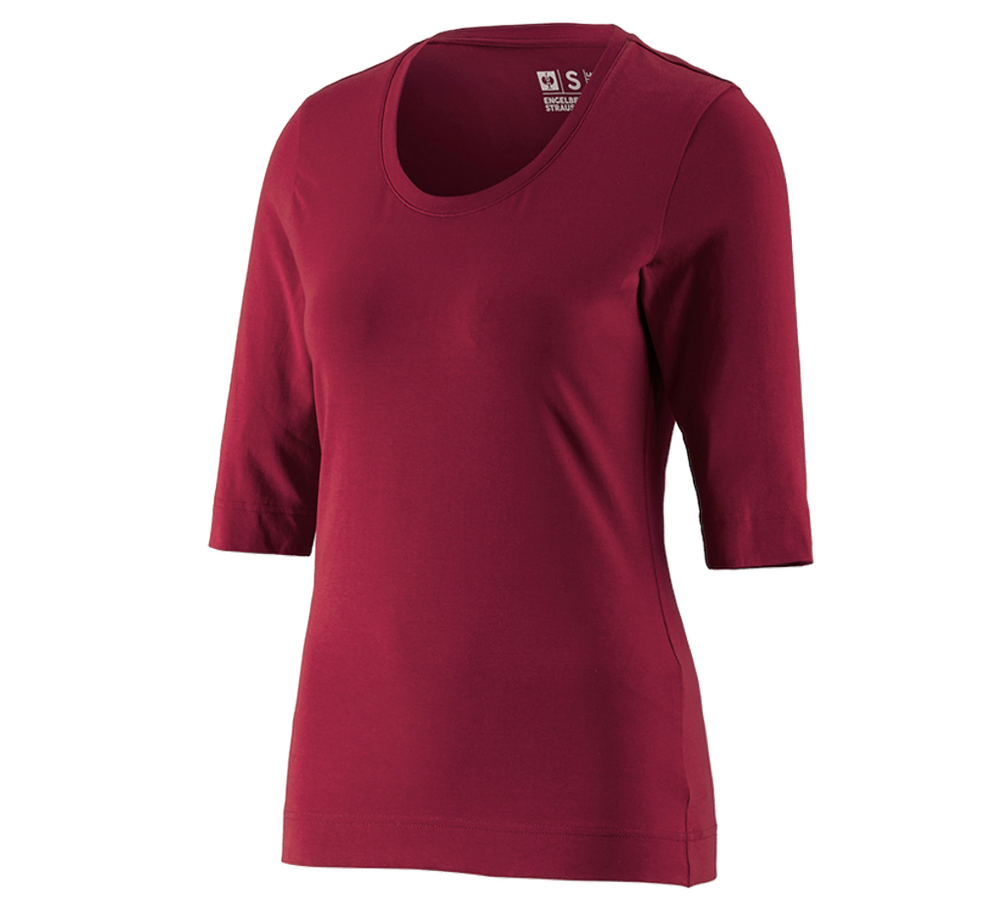 Shirts, Pullover & more: e.s. Shirt 3/4 sleeve cotton stretch, ladies' + bordeaux
