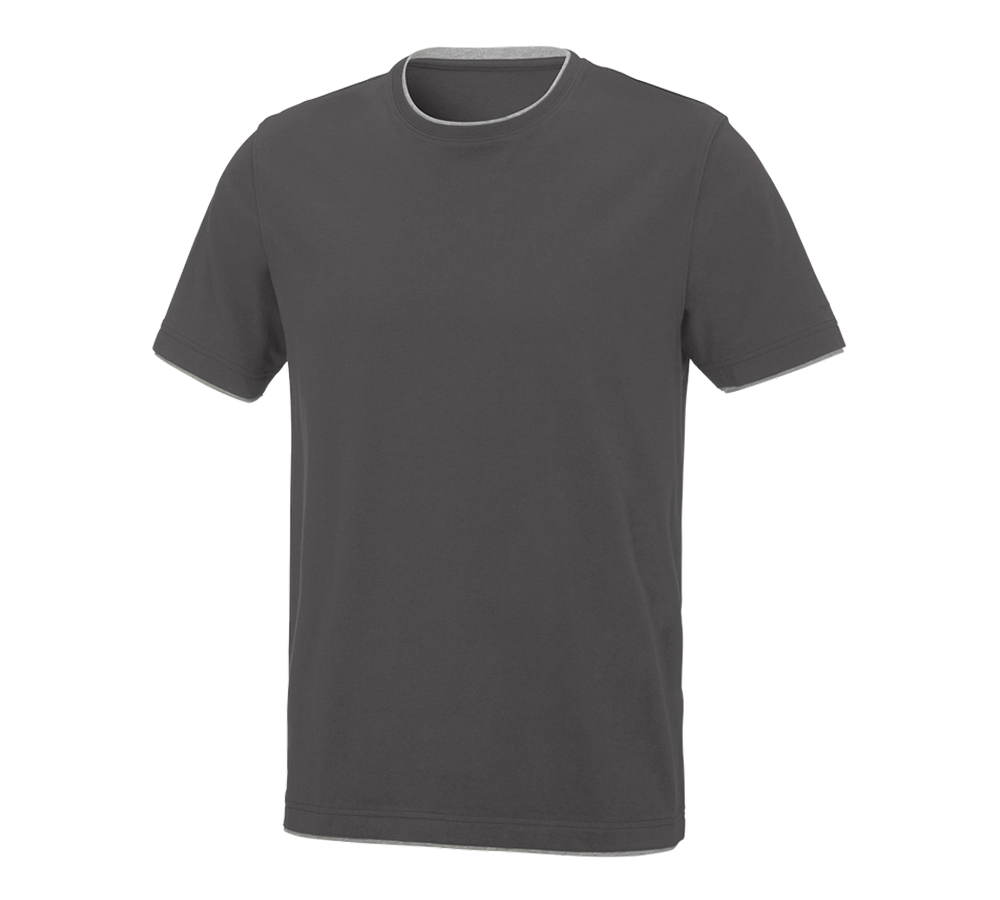 Överdelar: e.s. T-Shirt cotton stretch Layer + antracit/platina
