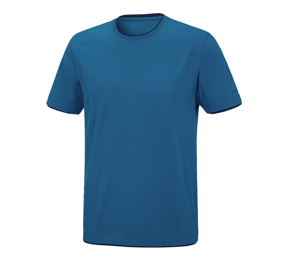Överdelar: e.s. T-Shirt cotton stretch Layer + atoll/mörkblå