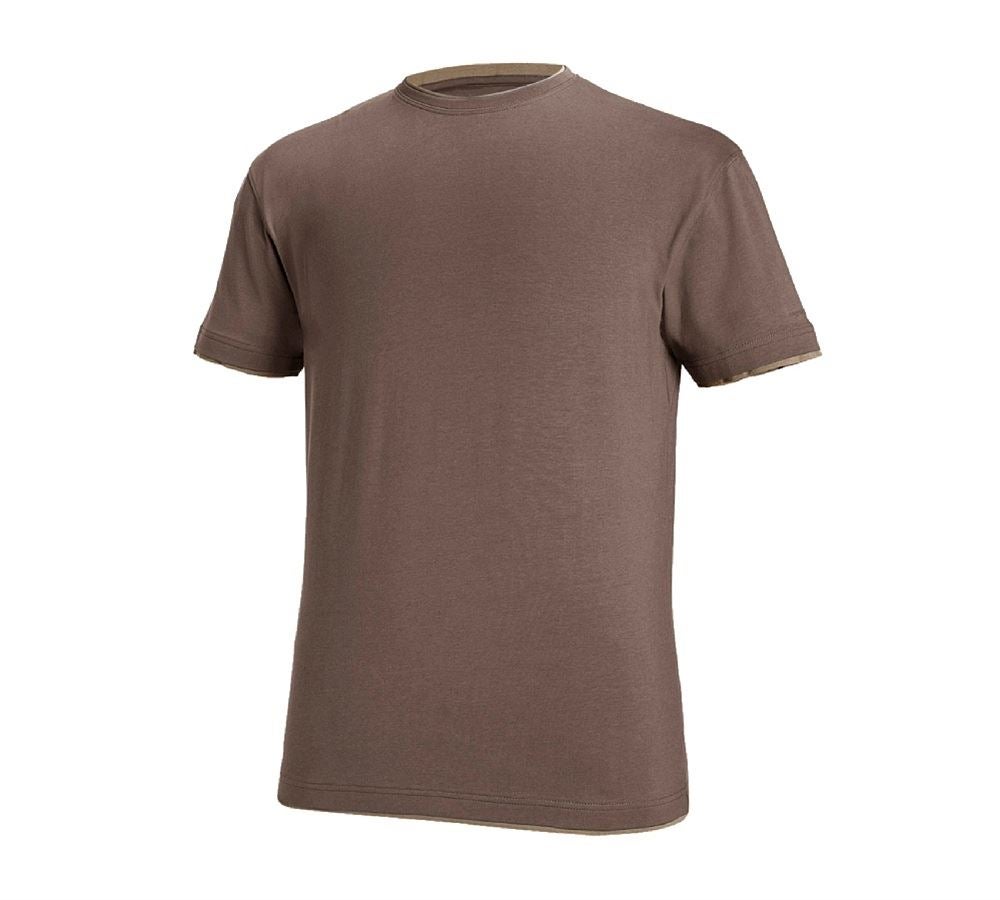 Överdelar: e.s. T-Shirt cotton stretch Layer + kastanj/hasselnöt