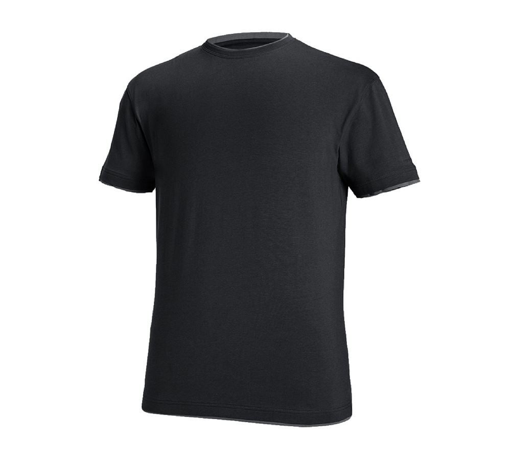 Överdelar: e.s. T-Shirt cotton stretch Layer + svart/cement