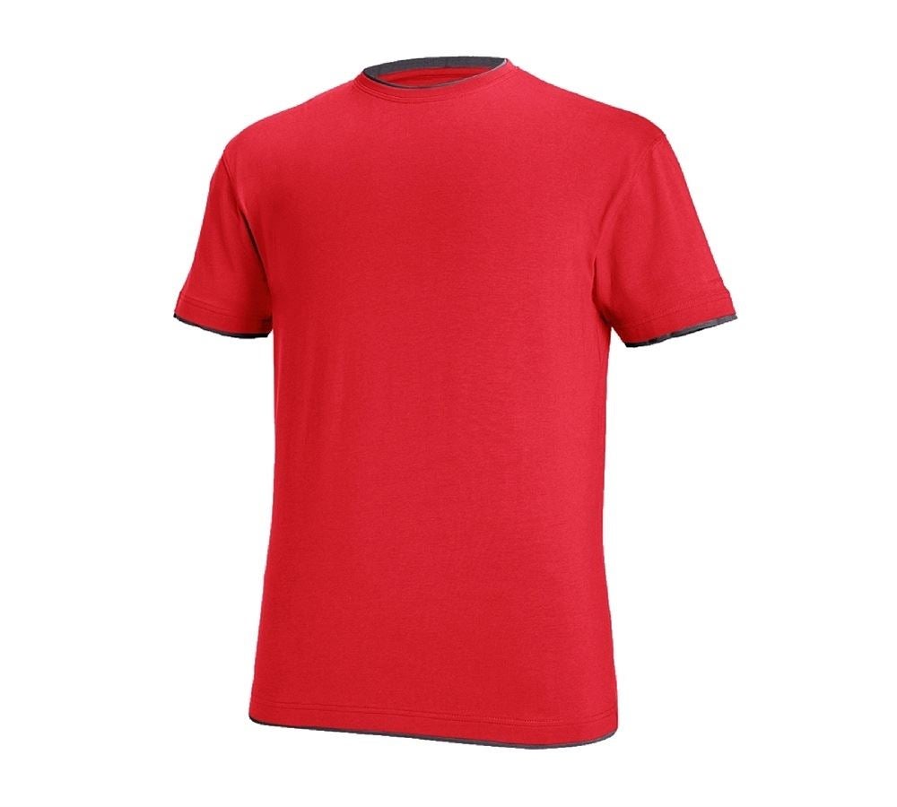 Överdelar: e.s. T-Shirt cotton stretch Layer + eldröd/svart