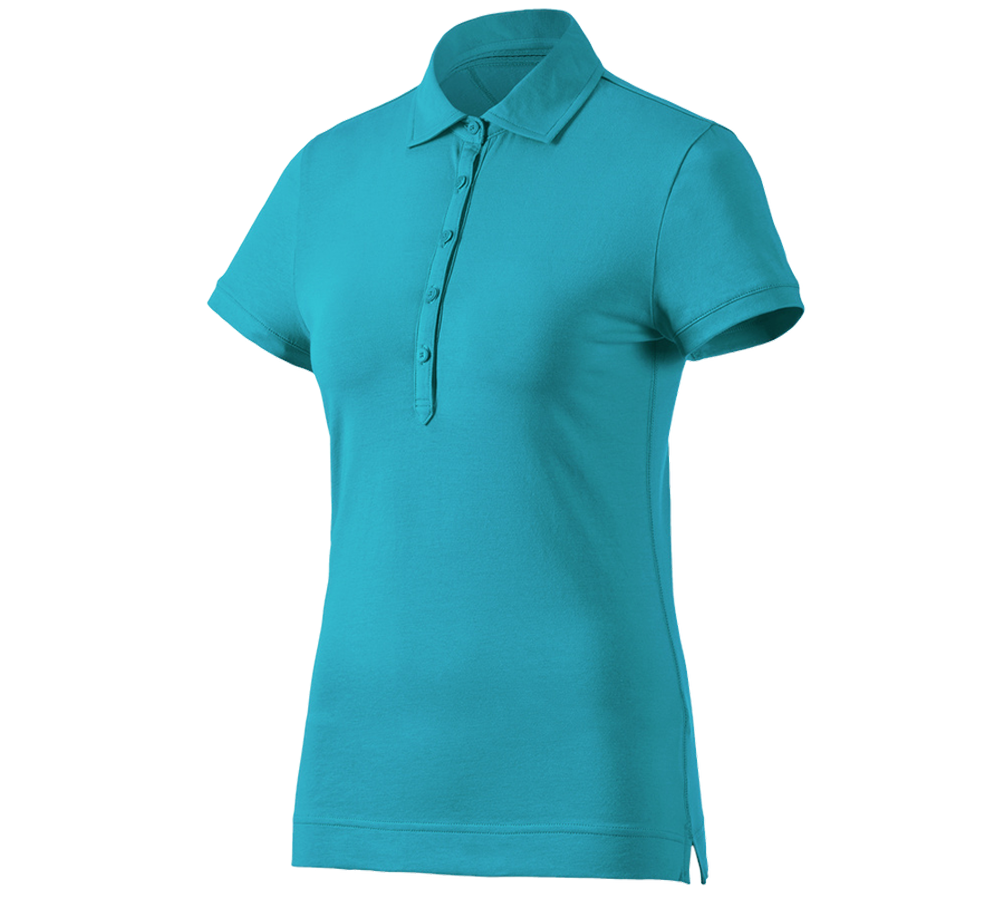 Överdelar: e.s. Polo-Shirt cotton stretch, dam + ocean