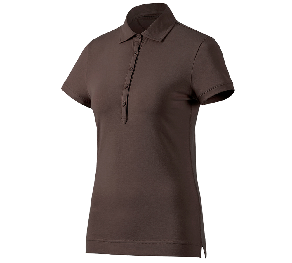 Snickare: e.s. Polo-Shirt cotton stretch, dam + kastanj