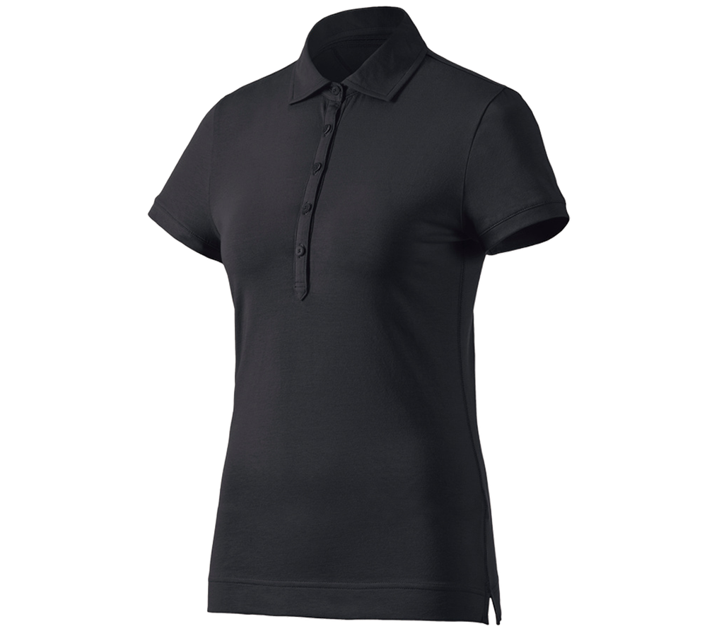 Överdelar: e.s. Polo-Shirt cotton stretch, dam + svart