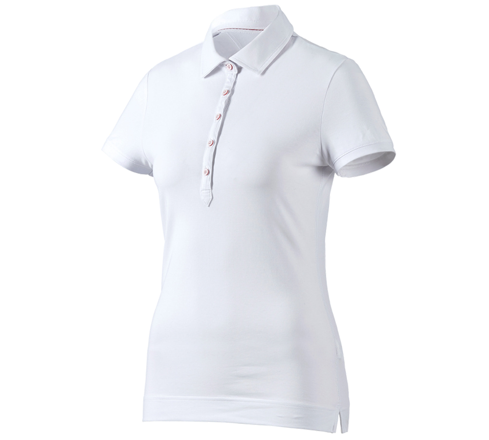 Gardening / Forestry / Farming: e.s. Polo shirt cotton stretch, ladies' + white