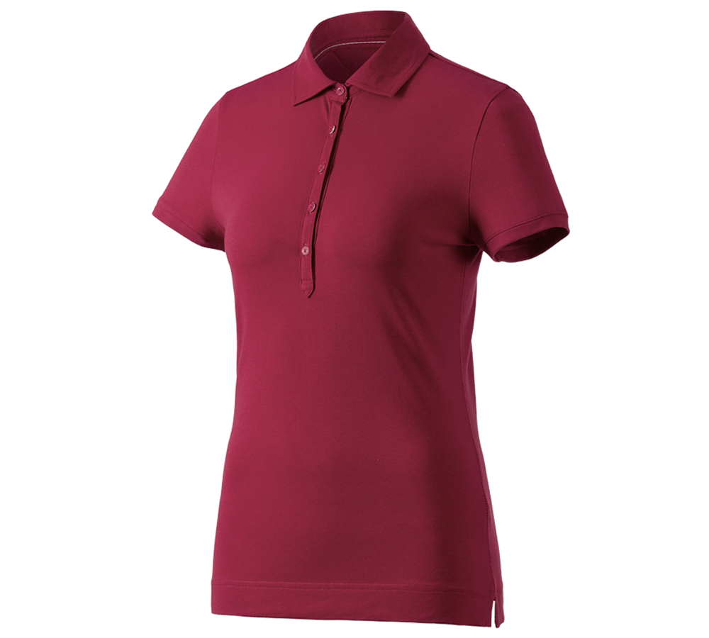 Överdelar: e.s. Polo-Shirt cotton stretch, dam + bordeaux