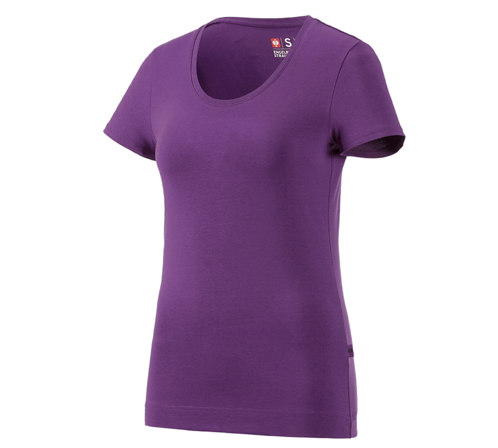 Överdelar: e.s. T-Shirt cotton stretch, dam + violett