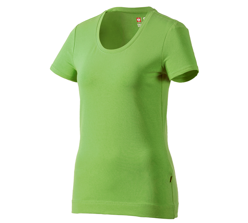 Överdelar: e.s. T-Shirt cotton stretch, dam + sjögrön